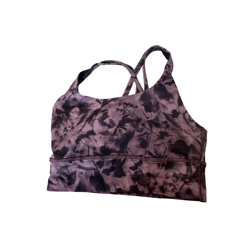 Lululemon Sports Bra Womens Small Purple Tie Dye Strappy Low‎ Support Yoga Gym